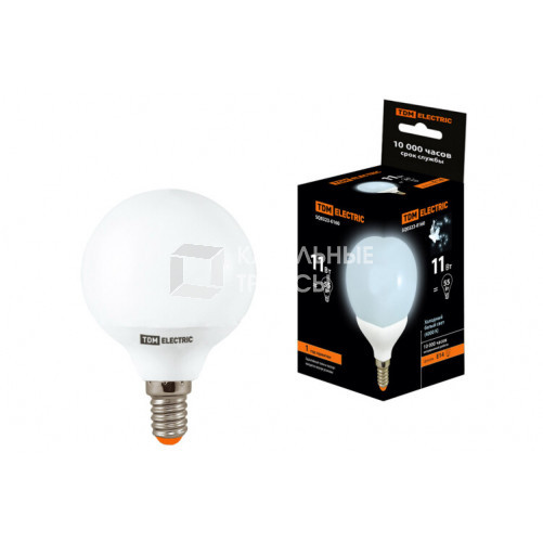 Лампа энергосберегающая КЛЛ 11Вт E14 840 шарообразная G55 | SQ0323-0160 | TDM