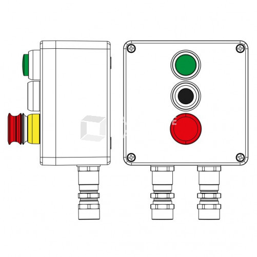 Взрывозащищенный пост управления из полиэстера CPE-P-03-(1xLR(250)-P1G(11)-1xP3E(11))-2xKA2MHK(C)1Ex d e IIC Т5 Gb / Ex tb IIICT95°C Db IP66/КЗ | 2231