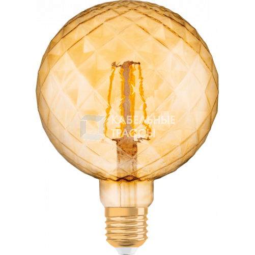 Лампа светодиодная LED, филаментная, золотистая, Vintage 1906 LED CL PINECONE FIL GOLD 40 non-dim 4, 5W/825 E27 | 4058075092037 | Osram