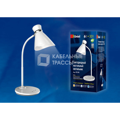 Светильник настольный TLD-548 White/LED/300Lm/3300-6000K/Dimmer 6W сенсор диммер Белый | UL-00002379 | Uniel