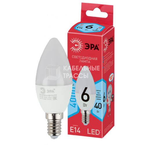 Лампа светодиодная RED LINE LED B35-6W-840-E14 R E14 / Е14 6 Вт свеча нейтральный белый свет | Б0051057 | ЭРА