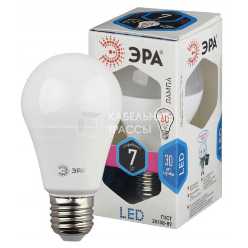 Лампа светодиодная СТАНДАРТ LED A55-7W-840-E27 (диод, груша, 7Вт, нейтр, E27) | Б0017201 | ЭРА