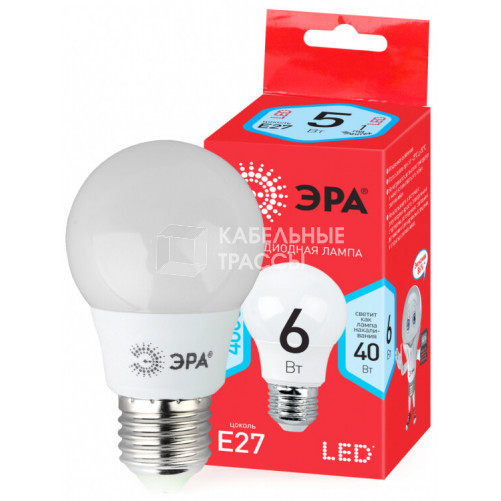 Лампа светодиодная RED LINE LED A55-6W-840-E27 R E27 / Е27 6 Вт груша нейтральный белый свет | Б0050688 | ЭРА