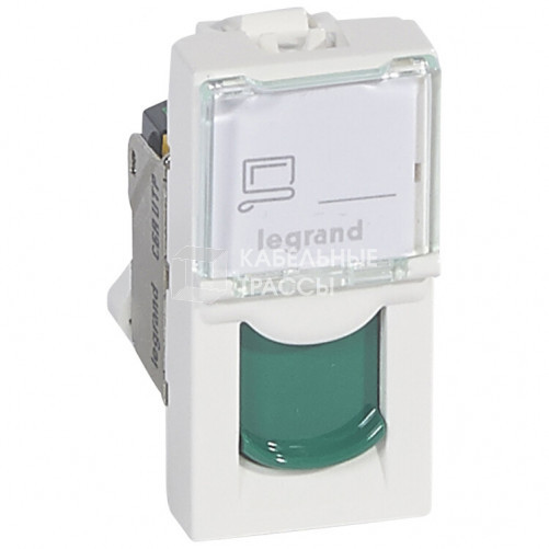 Mosaic RJ45 UTP 6a 1м Зел.Шторка | 076526 | Legrand