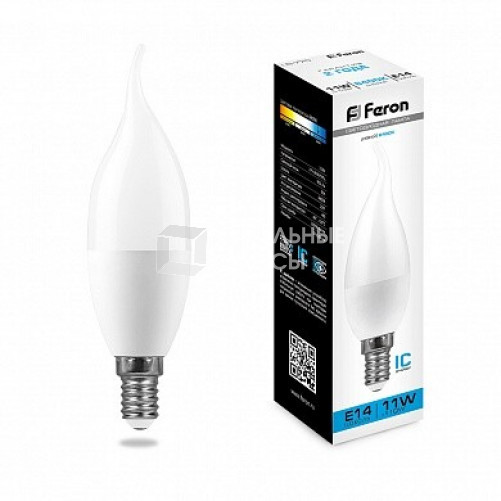 Лампа светодиодная LB-770 (11W) 230V E14 6400K свеча на ветру | 25952 | FERON