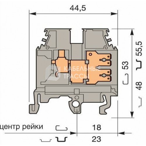 Клемма M4/6.2G винт 4мм.кв., 2 quick connect (fast on) 6,3x0,8 мм, горизонтальные | 1SNA115189R1100 | TE