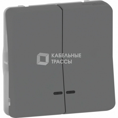 Mureva Styl Антрацит Выключатель 2-кл. кнопочный с подсветкой, IP55 | MUR35228 | Schneider Electric