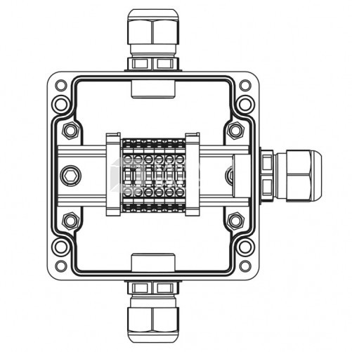 Взрывозащищенная клеммная коробка из полиэстера TBE-P-03-(6xCBC.4)-1xPACMP(A)-1xPACMP(C)-1xPACMP(D)1Ex e IIC Т5 Gb / Ex tb IIICT95°C Db IP66 | 1231.03