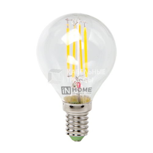 Лампа светодиодная LED-ШАР-deco 5Вт 230В Е14 3000К 450Лм прозр | 4690612007687 | IN HOME