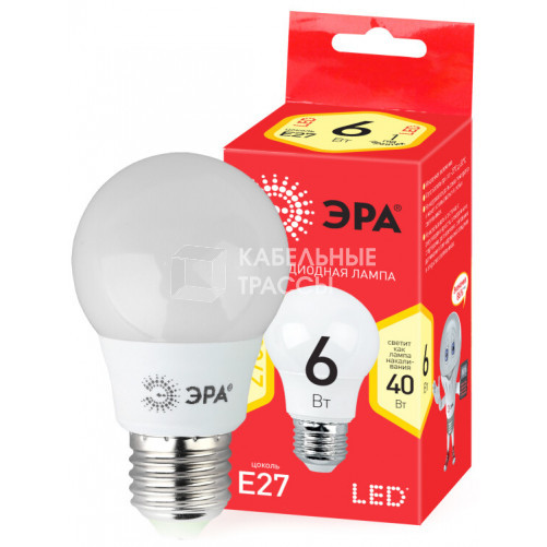 Лампа светодиодная RED LINE ECO LED A55-6W-827-E27 | Б0028008 | ЭРА