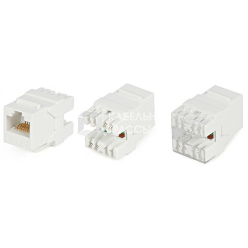 Вставка Keystone Jack KJ5-8P8C-C6-180-WH (High-Bandwidth applications) RJ-45(8P8C), категория 6, тип 180 градусов, белая | 29844 | Hyperline