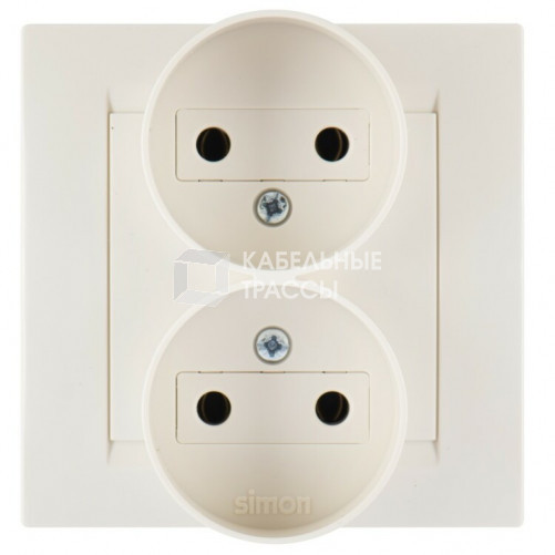 Simon 15 Сл. кость Розетка двойная б/з, 16А 250В, винт. зажим | 1590457-031 | Simon