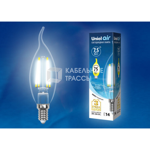 Лампа светодиодная LED-CW35-7,5W/NW/E14/CL GLA01TR LED. 