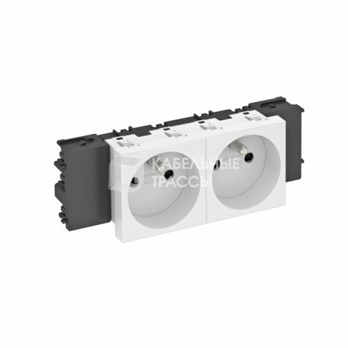 Розетка двойная 0° Modul45connect франц. стандарт, 250 В, 16A (белый) (STD-F0C RW2) | 6120552 | OBO Bettermann