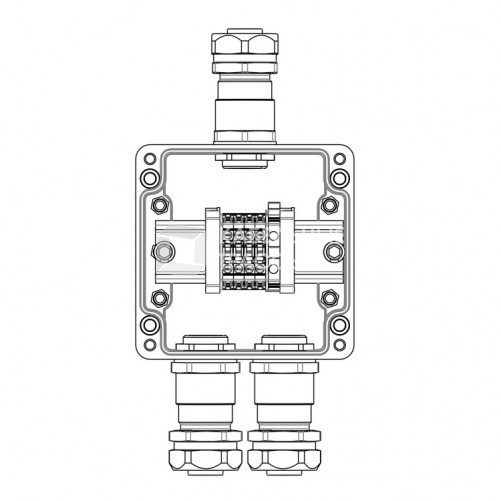 Взрывозащищенная клеммная коробка из полиэстера TBE-P-03-(4xCBC.4-1xTEO.4)-2xKAEPM3MHK-20(A)-1xKAEPM3MHK-20(C)1Ex e IIC Т5 Gb / Extb IIIC T95°C Db IP6