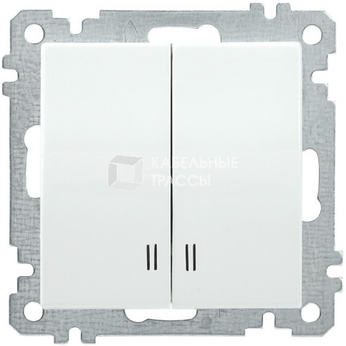 BOLERO белый Выключатель 2-клавишный с индикацией 10А ВС10-2-1-Б | EVB21-K01-10-1 | IEK