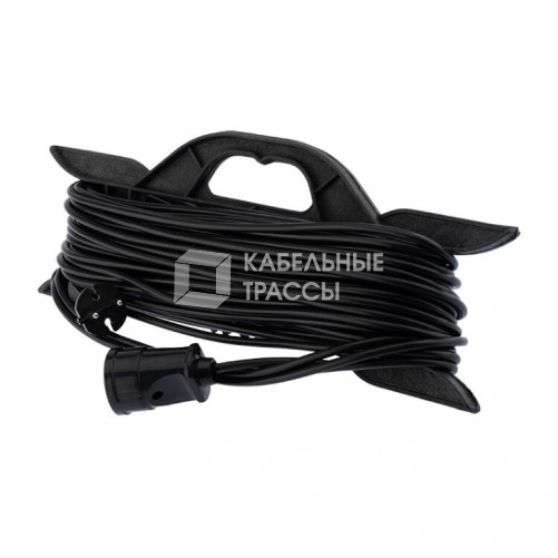 Удлинитель-шнур на рамке ПВС 2х0.75, 30 м, б/з, 6 А, 1300 Вт, IP20, черный (Сделано в России) | 11-7103 | PROconnect