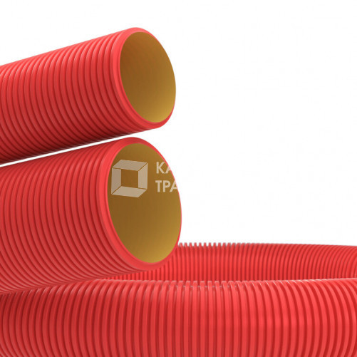 Труба двустенная гибкая ПНД для кабельной канализации 63мм с протяжкой с муфтой, SN13, в бухте 50м, красный | 121963 | DKC