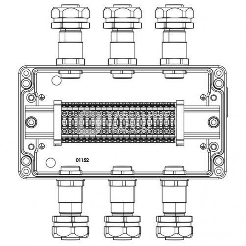 Взрывозащищенная клеммная коробка из алюминия TBE-A-14-(20xCBC.4)-3xKH2MHK(A)-3xKH2MHK(C)1Ex e IIC Т5 Gb / Ex tb IIIC T95°C Db IP66 | 1201.141.22.11G