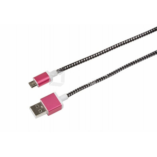 USB кабель microUSB, шнур в тканевой оплетке, черный (усиленный) | 18-4240 | REXANT