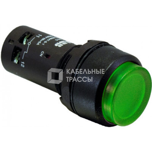 Кнопка с подсветкой CP3-12G-10 зеленая 110-130В AC/DC с выступающей клавишей без фиксации 1НО | 1SFA619102R1212 | ABB