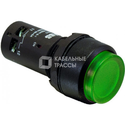 Кнопка с подсветкой CP4-12G-10 зеленая 110-130В AC/DC с выступающей клавишей с фиксацией 1НО | 1SFA619103R1212 | ABB