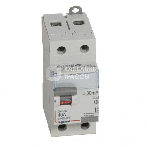 Выключатель дифференциальный (УЗО) DX3-ID 2п 40А 30мА тип AC | 411505 | Legrand