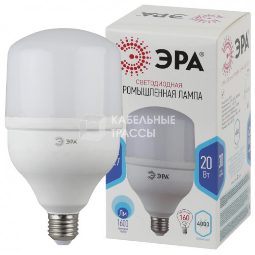 Лампа светодиодная промышленная LED POWER T80-20W-6500-E27 (диод, колок, 20Вт, хол, E27) (40/800) (40/1280) | Б0049588 | ЭРА