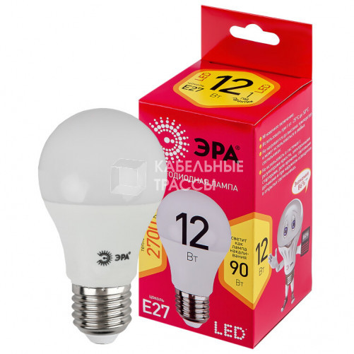 Лампа светодиодная LED A60-12W-827-E27 R (диод, груша, 12Вт, тепл, E27) (10/100/2000) | Б0050197 | ЭРА