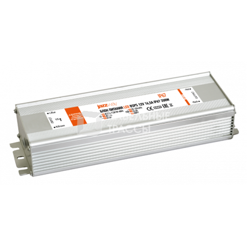 Драйвер для светодиодной ленты LED BSPS 12V16,5A=200W (new) влагозащищенный IP67 | 1016348A | Jazzway