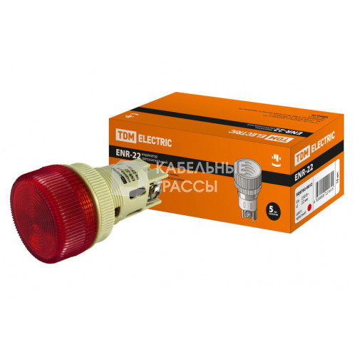 Лампа ENR-22 сигнальная d22мм красный неон/230В цилиндр | SQ0702-0012 | TDM