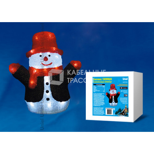 Фигура светодиодная «Снеговик» ULD-M2730-024/STA WHITE IP20 SNOWMAN 24 диода, 27*17*30 см, белый, IP20. | 09557 | Uniel