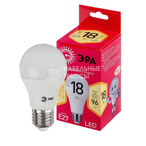 Лампа светодиодная RED LINE LED A65-18W-827-E27 R E27 18Вт груша теплый белый свет | Б0052380 | ЭРА