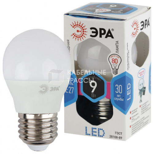 Лампа светодиодная LED P45-9W-840-E27 | Б0029044 | ЭРА