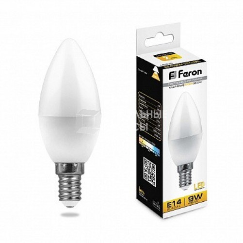 Лампа светодиодная LB-570 (9W) 230V E14 2700K свеча | 25798 | FERON