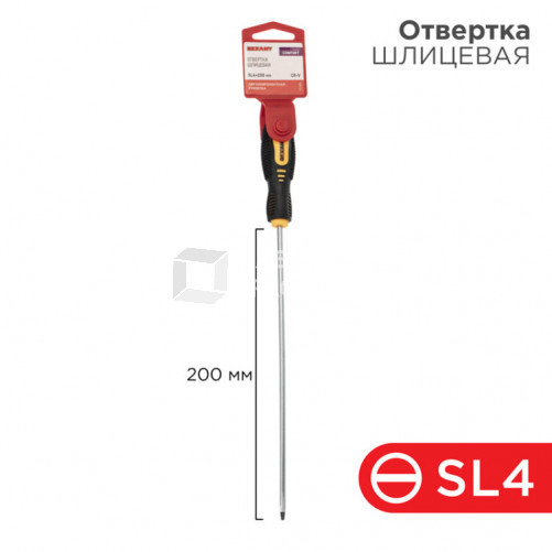 Отвертка шлицевая SL 4х200 мм, двухкомпонентная рукоятка | 12-6426 | REXANT