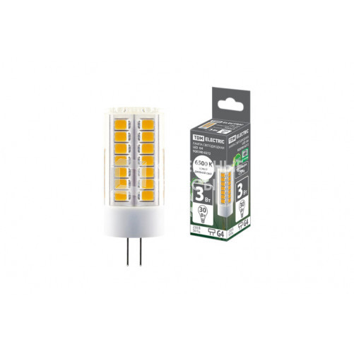 Лампа светодиодная G4-3 Вт-230 В-6500 К, SMD, 16x43 мм | SQ0340-0212 | TDM