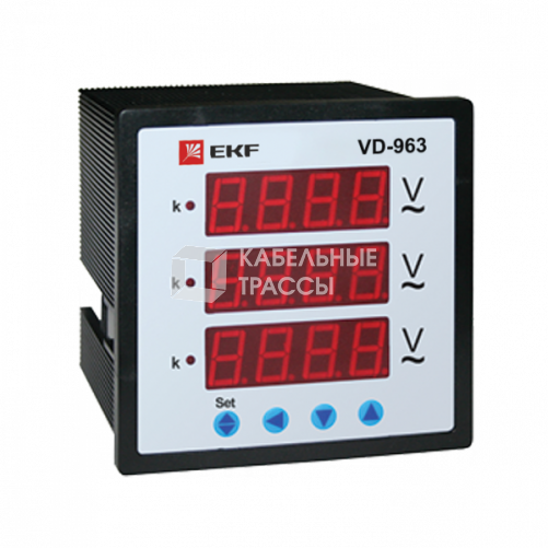 Вольтметр VM-D963 цифровой на панель 96х96 трехфазный EKF PROxima | vd-963 | EKF