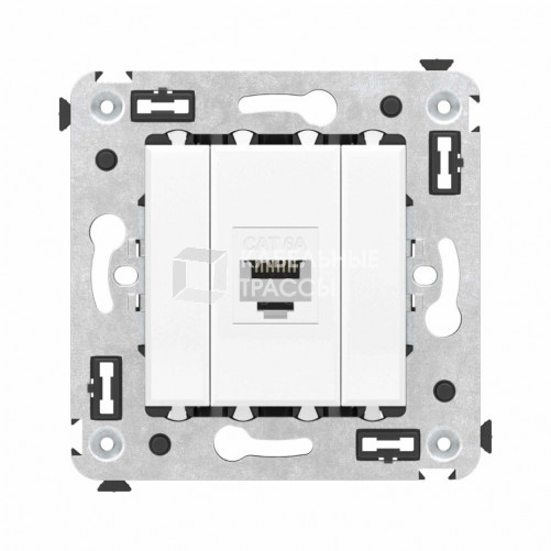 Компьютерная розетка RJ-45 без шторки в стену, кат.6А одинарная, 