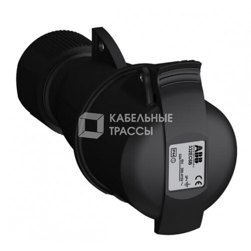 Розетка кабельная Easy&Safe 332EC6B,32А,3P+E,IP44,6ч,черн|2CMA103586R1000| ABB