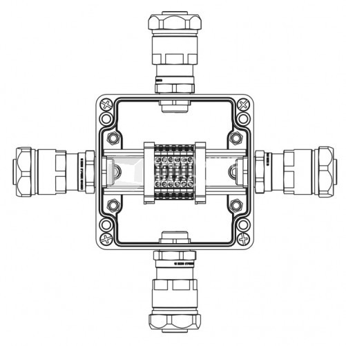 Коробка клеммная Ex из GRP; 1Ex e IIC T5 Gb IP66; Ex tb IIIB T95C Db;Клеммы 2,5 кв.мм. -6 шт.; А-B-C-D: ввод D8-13мм под небронир-ныйкабель в метал