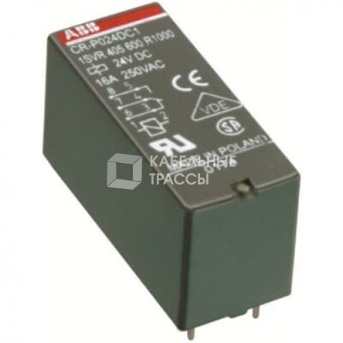 Реле CR-P024DC2G 24B DC 2ПК (8A), позолоченные контакты|1SVR405606R1000| ABB