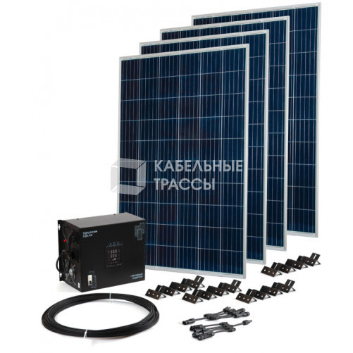 Комплект Teplocom Solar-1500+Солнечная панель 250Вт х4 кабель 10 м MC4 коннекторы | 2426 | Бастион