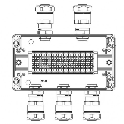 Коробка клеммная Ex из алюминия: 1Ex e IIC Т5 Gb / Ex tb IIIB T95°C DbIP66: Клеммы 2,5 кв.мм -25 шт.: А,С:ввод D8-13мм под небронир-ныйкабель в мет