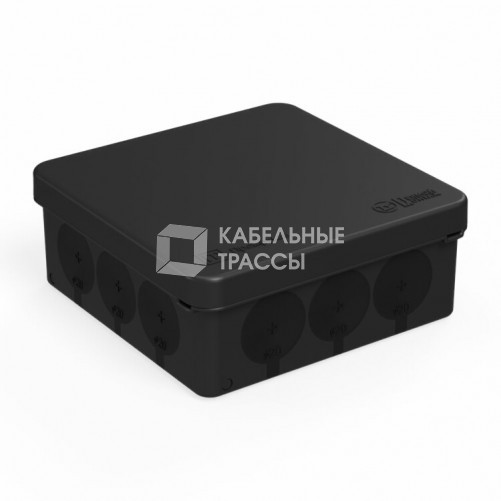 Коробка распределительная 100х100х40 мм IP66 12 вводов черная для прям монтажа двухкомпонент безгалоген (HF) UF (90шт/кор) | 60-0303-9005 | Промрукав