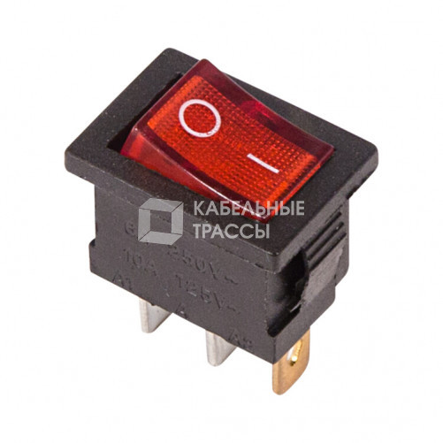 Выключатель клавишный 250V 6А (3с) ON-OFF красный с подсветкой Mini | 36-2150 | REXANT