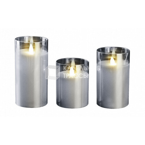 Свечи светодиодные декоративные CL7-SET3-sr (компл. 3-х свечей, серебр.) | 5018792 | ФАZА