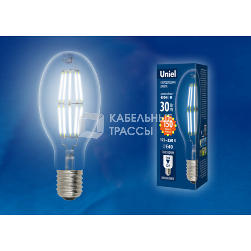 Лампа светодиодная промышленная LED-ED90-30W/NW/E40/CL GLP05TR LED мощная, прозр. 4000К | UL-00003760 | Uniel