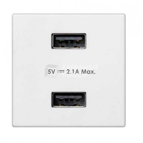 Simon Connect Зарядное устройство 2хUSB, К45, 5 В, 2,1 А, белый | K126E-9 | Simon