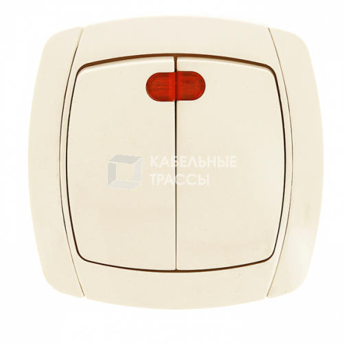 Париж Выключатель 2-клавишный с индикатором 10А бежевый Simple | ESV10-123-20 | EKF